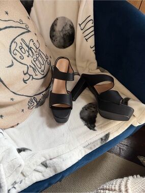Black Platform Block Heel Sandals - Women 42